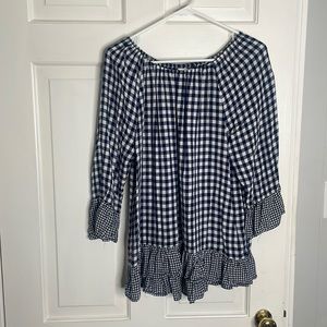 Plaid off the shoulder top